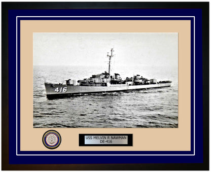 USS Melvin R Nawman DE-416 Framed Navy Ship Photo Blue