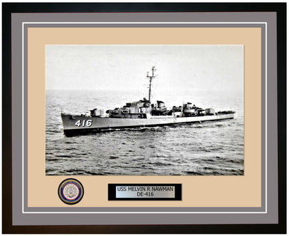 USS Melvin R Nawman DE-416 Framed Navy Ship Photo Grey