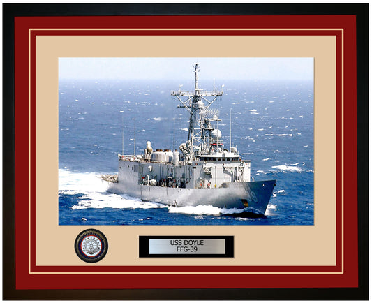 USS DOYLE FFG-39 Framed Navy Ship Photo Burgundy
