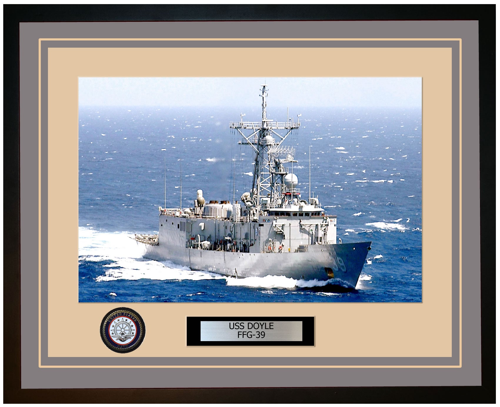 USS DOYLE FFG-39 Framed Navy Ship Photo Grey