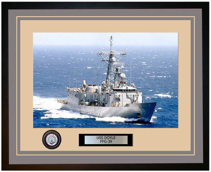 USS DOYLE FFG-39 Framed Navy Ship Photo Grey