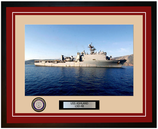 USS Ashland LSD-48 Framed Navy Ship Photo Burgundy