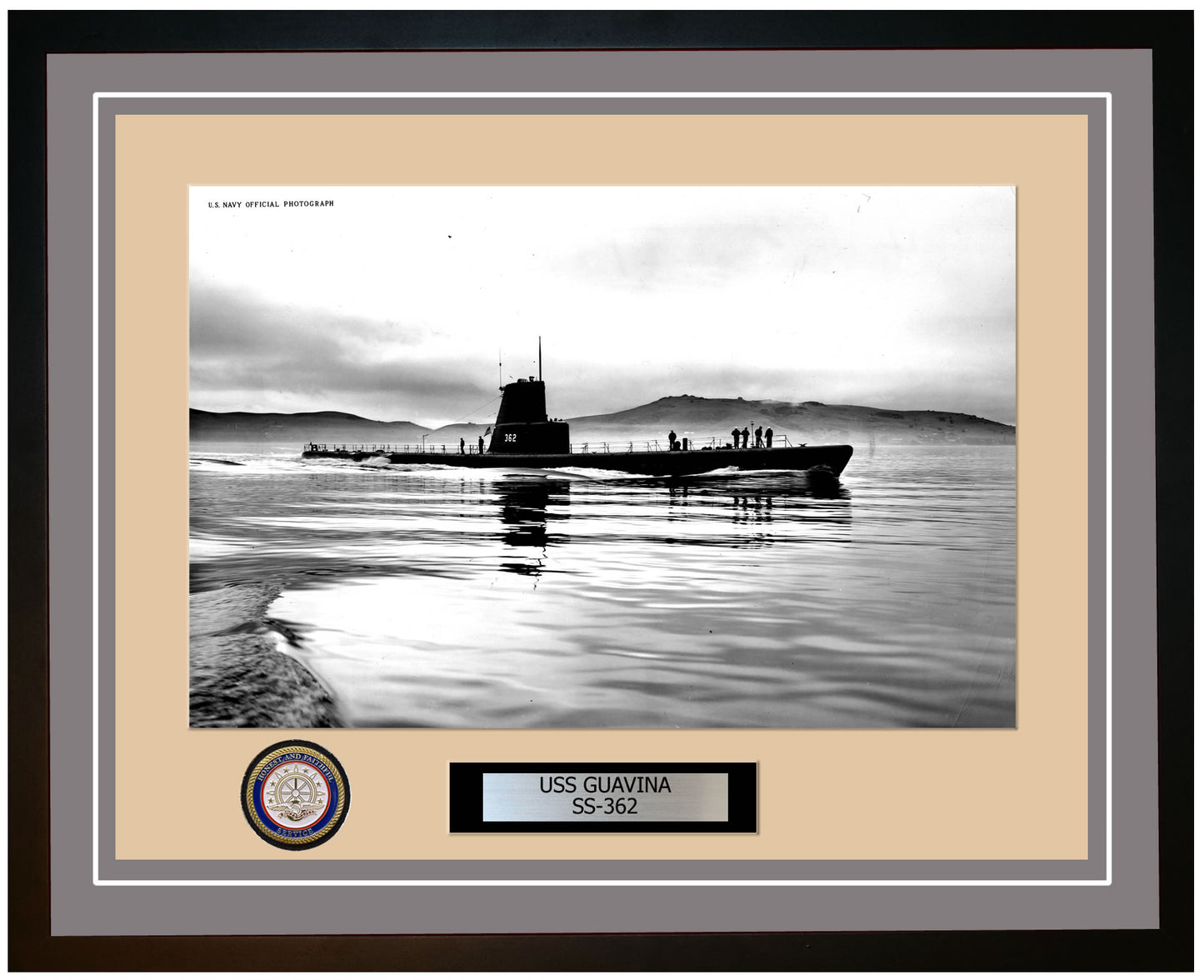 USS Guavina SS-362 Framed Navy Ship Photo Grey