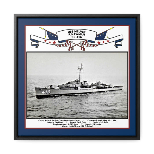 USS Melvin R Nawman DE-416 Navy Floating Frame Photo Front View