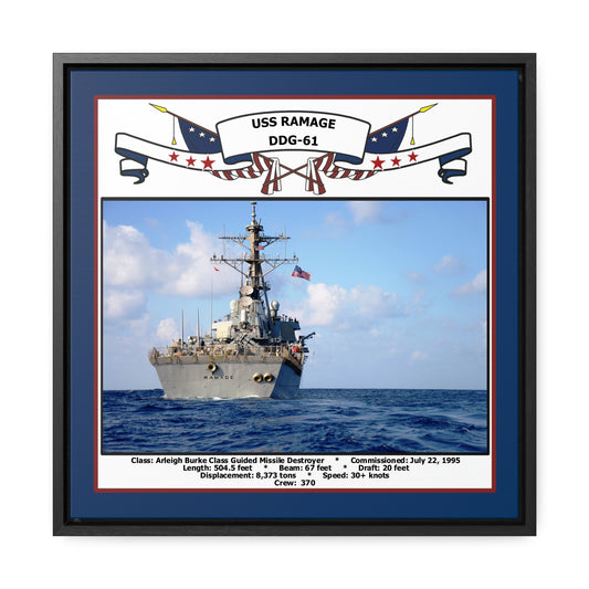 USS Ramage DDG-61 Navy Floating Frame Photo Front View