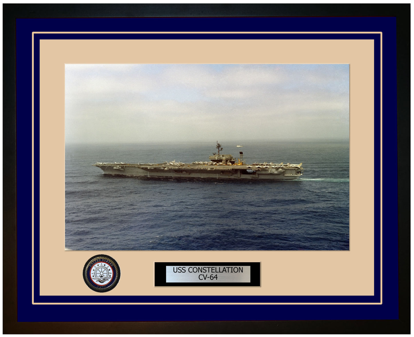 USS CONSTELLATION CV-64 Framed Navy Ship Photo Blue