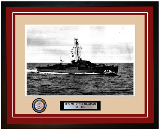 USS Melvin R Nawman DE-416 Framed Navy Ship Photo Burgundy