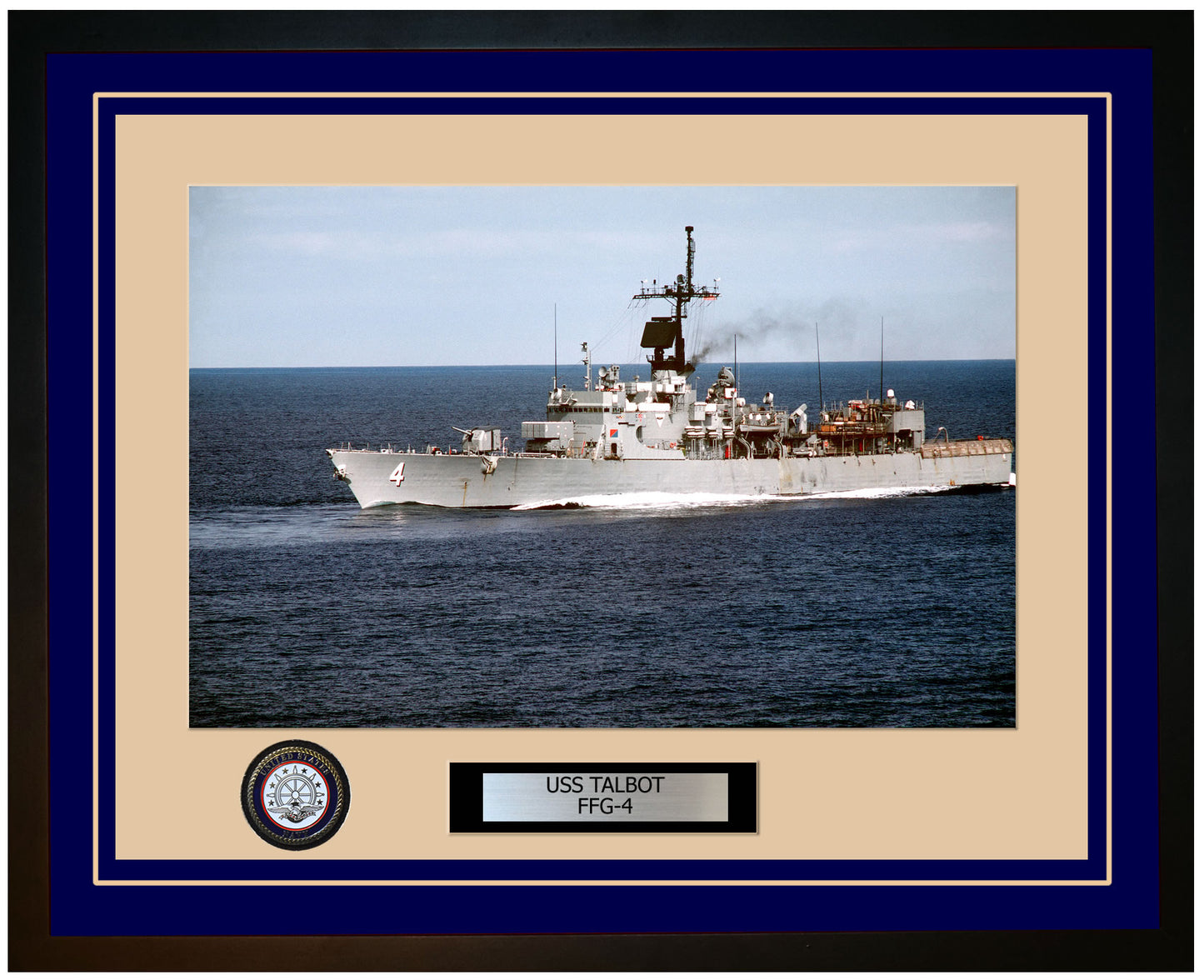 USS TALBOT FFG-4 Framed Navy Ship Photo Blue