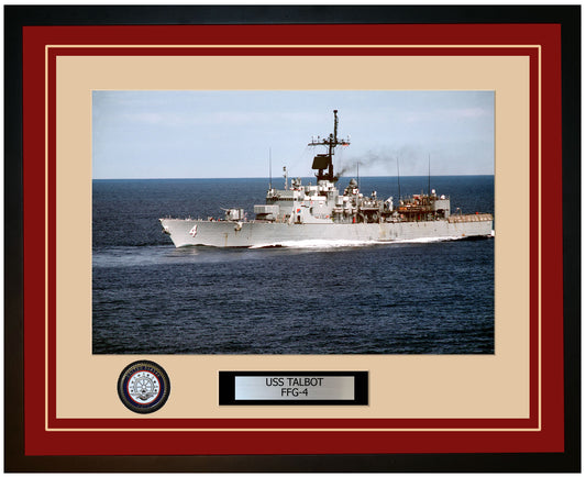USS TALBOT FFG-4 Framed Navy Ship Photo Burgundy