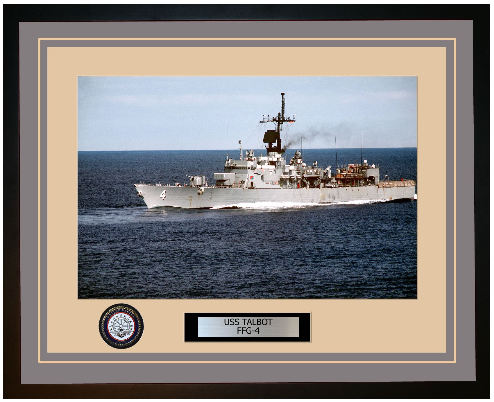 USS TALBOT FFG-4 Framed Navy Ship Photo Grey
