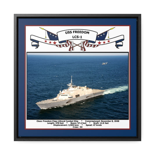 USS Freedom LCS-1 Navy Floating Frame Photo Front View