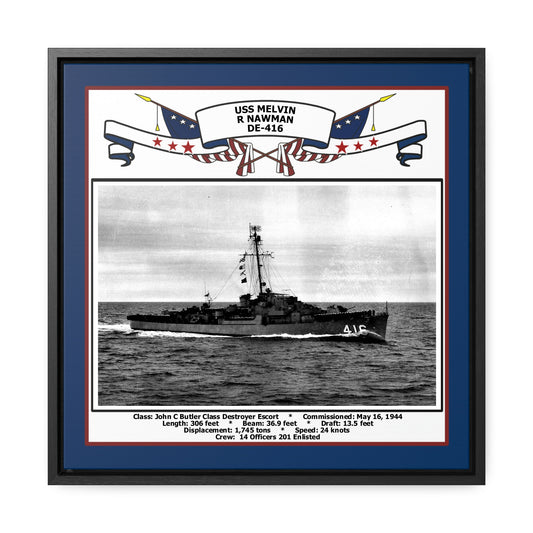 USS Melvin R Nawman DE-416 Navy Floating Frame Photo Front View