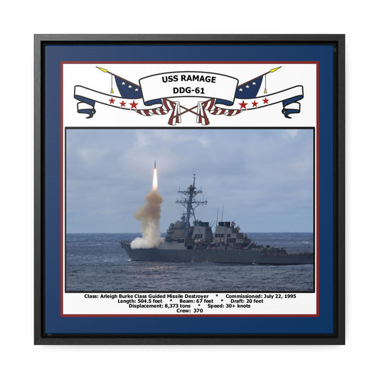 USS Ramage DDG-61 Navy Floating Frame Photo Front View