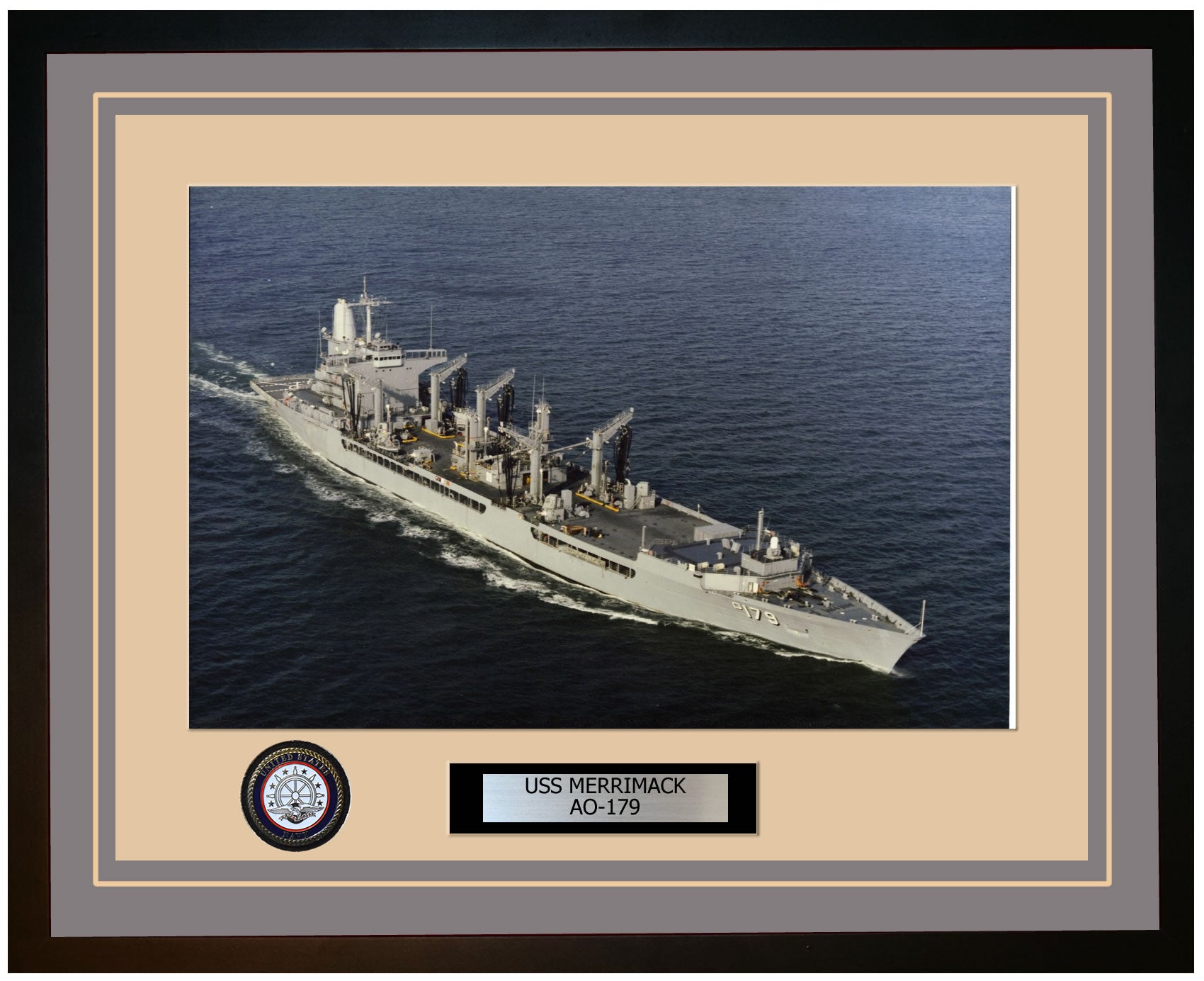 USS MERRIMACK AO-179 Framed Navy Ship Photo Grey