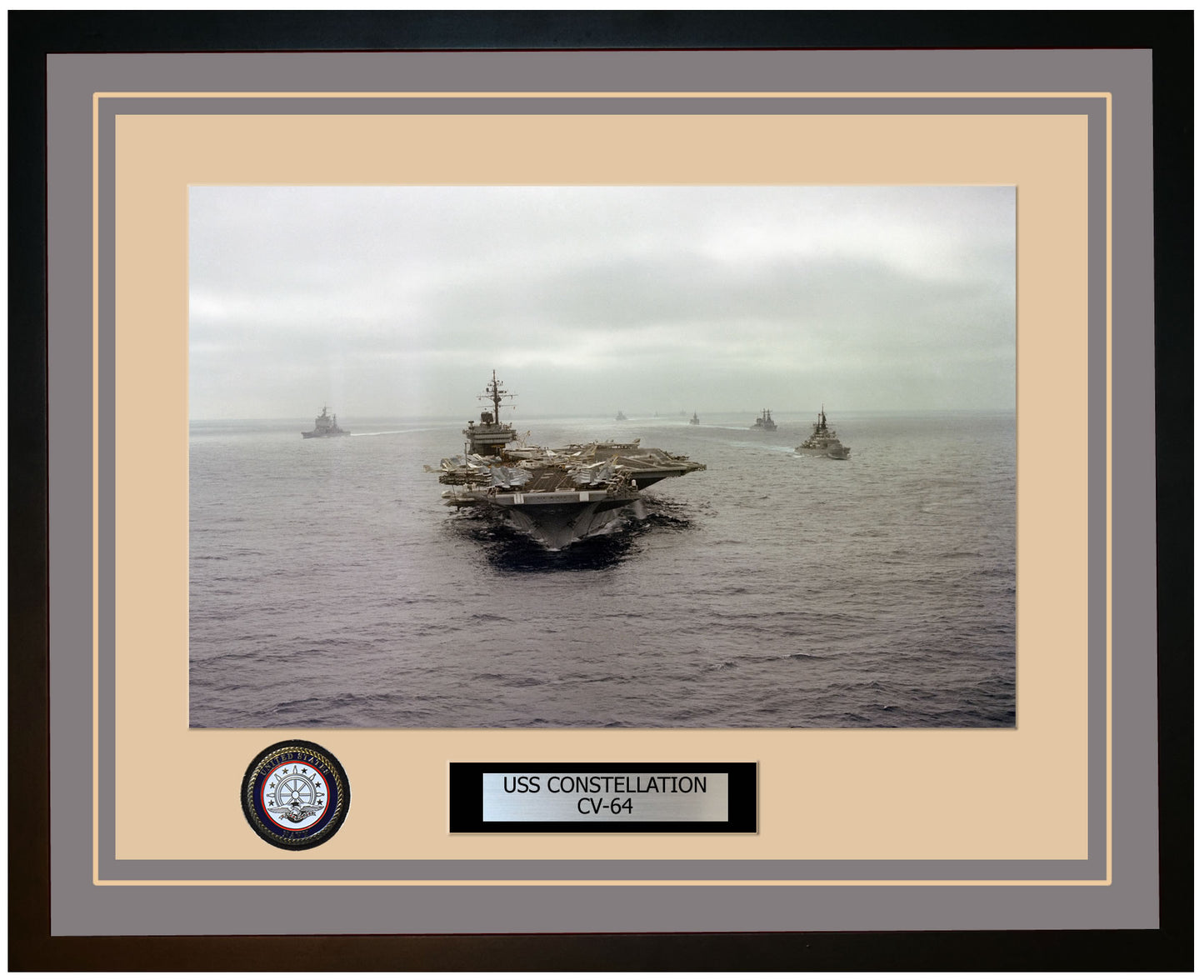 USS CONSTELLATION CV-64 Framed Navy Ship Photo Grey