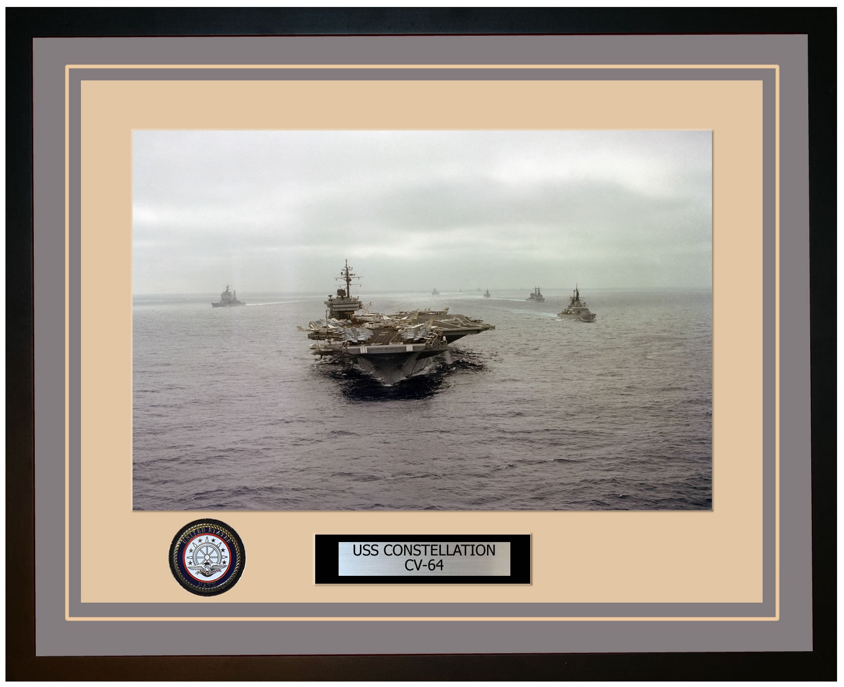 USS CONSTELLATION CV-64 Framed Navy Ship Photo Grey