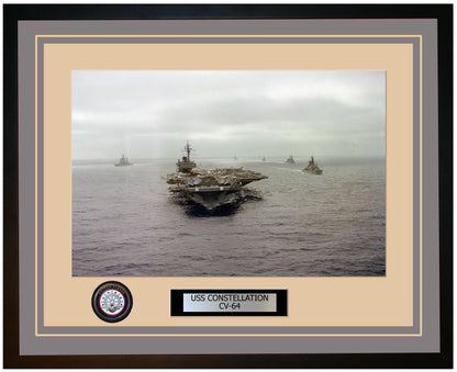 USS CONSTELLATION CV-64 Framed Navy Ship Photo Grey