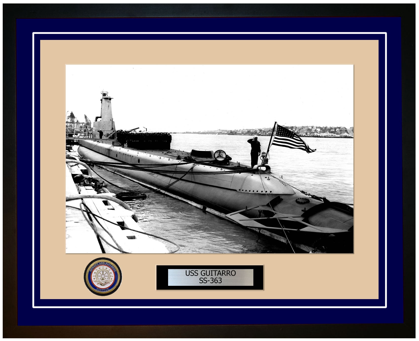 USS Guitarro SS-363 Framed Navy Ship Photo Blue