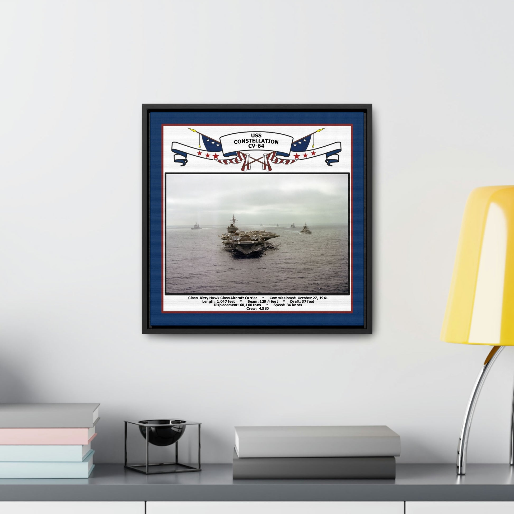 USS Constellation CV-64 Navy Floating Frame Photo Desk View