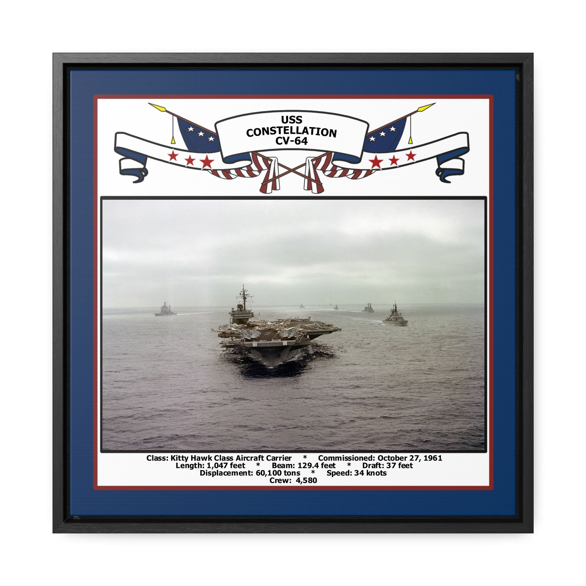 USS Constellation CV-64 Navy Floating Frame Photo Front View