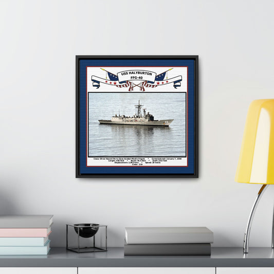 USS Halyburton FFG-40 Navy Floating Frame Photo Desk View