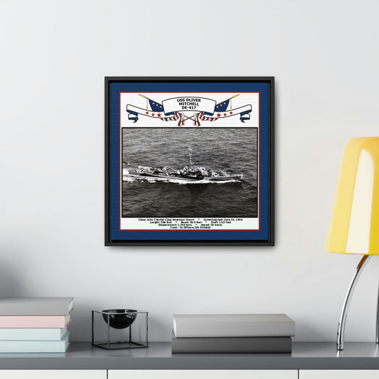 USS Oliver Mitchell DE-417 Navy Floating Frame Photo Desk View