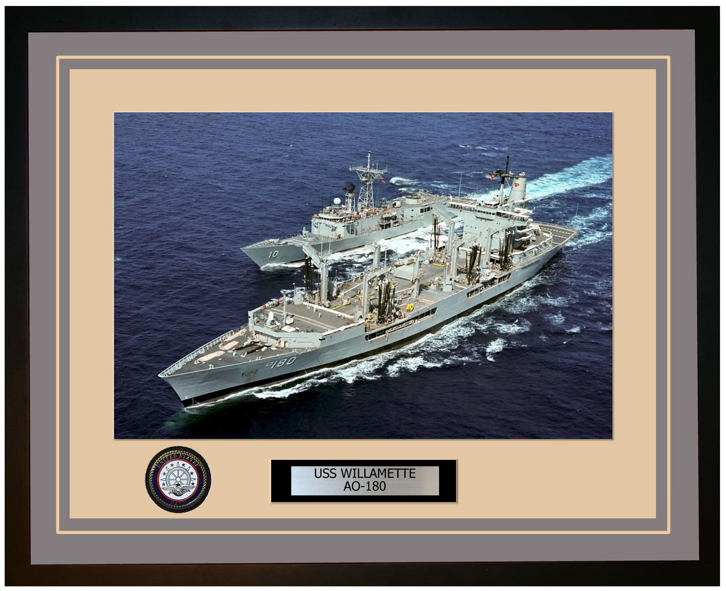 USS WILLAMETTE AO-180 Framed Navy Ship Photo Grey