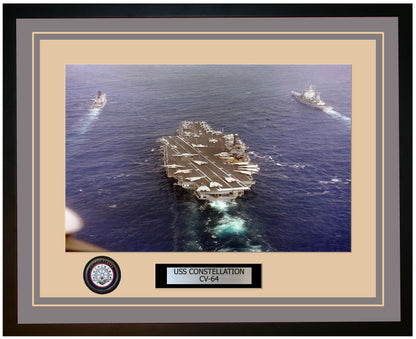 USS CONSTELLATION CV-64 Framed Navy Ship Photo Grey