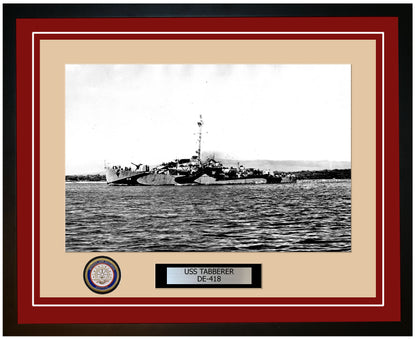 USS Tabberer DE-418 Framed Navy Ship Photo Burgundy