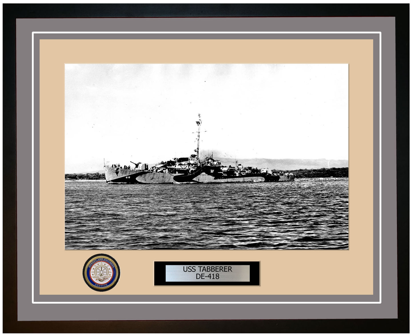 USS Tabberer DE-418 Framed Navy Ship Photo Grey