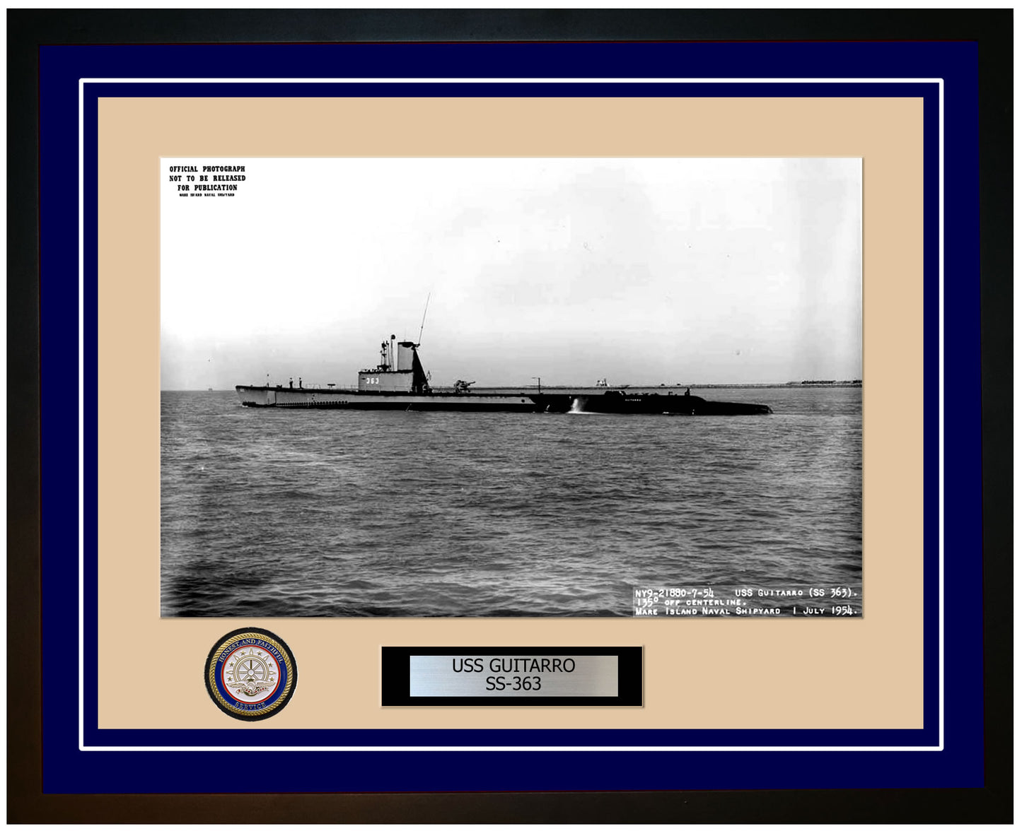 USS Guitarro SS-363 Framed Navy Ship Photo Blue