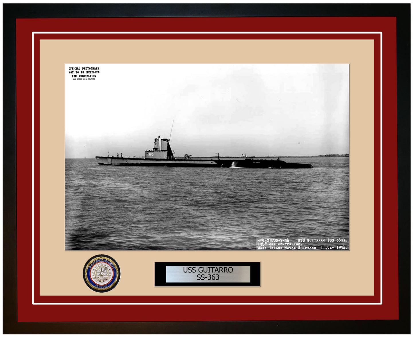 USS Guitarro SS-363 Framed Navy Ship Photo Burgundy