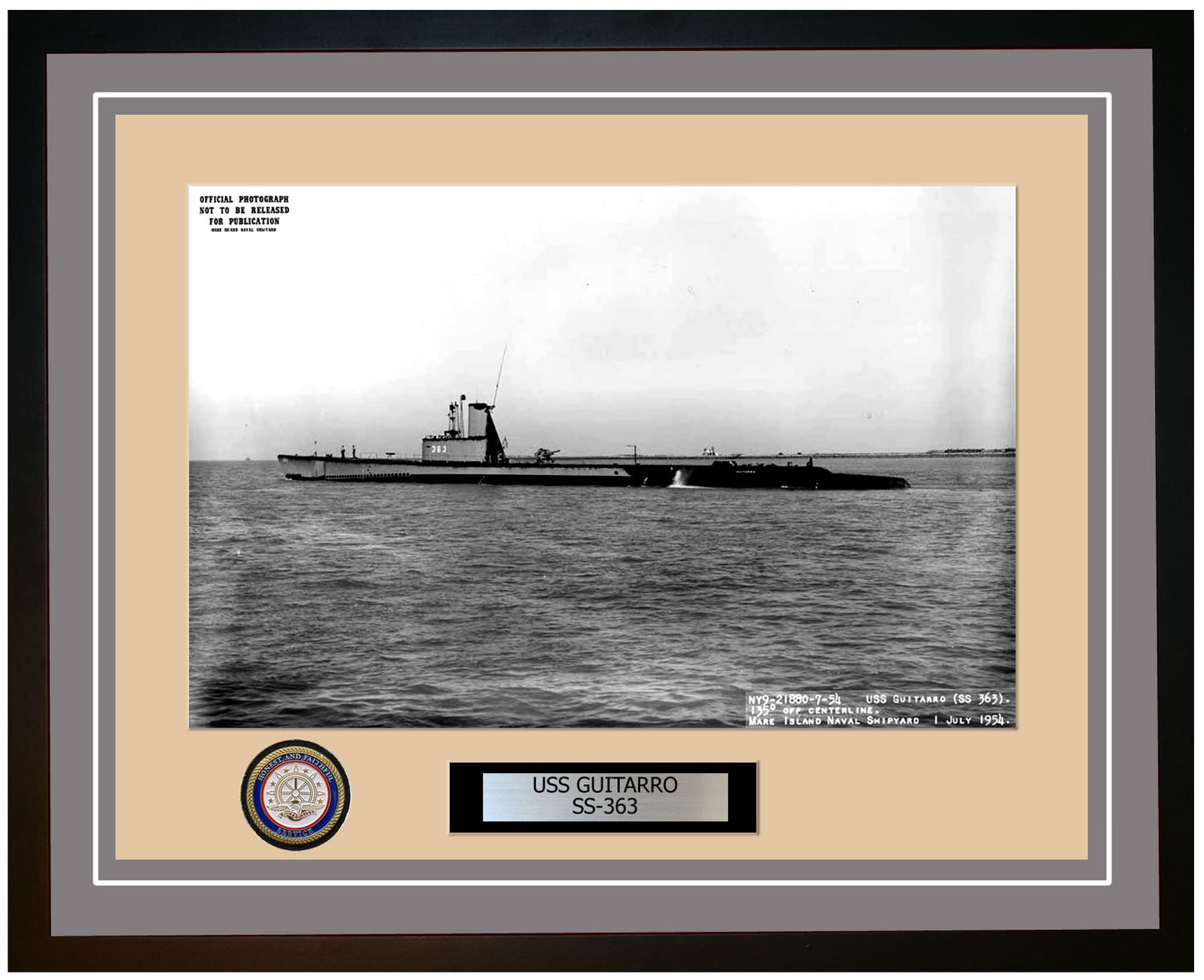 USS Guitarro SS-363 Framed Navy Ship Photo Grey