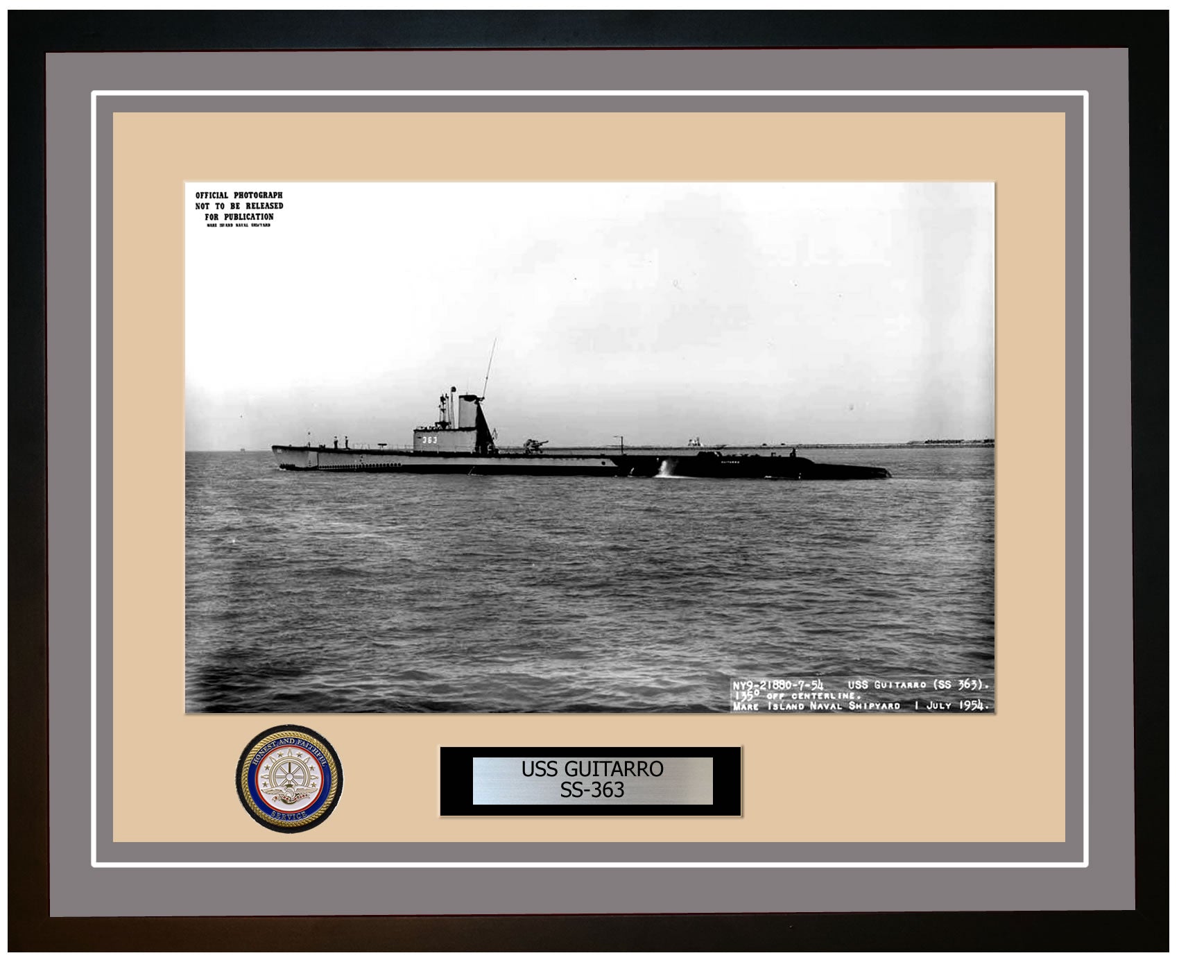 USS Guitarro SS-363 Framed Navy Ship Photo Grey