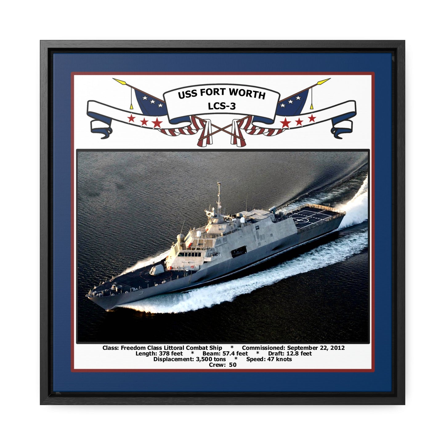 USS Fort Worth LCS-3 Navy Floating Frame Photo Front View