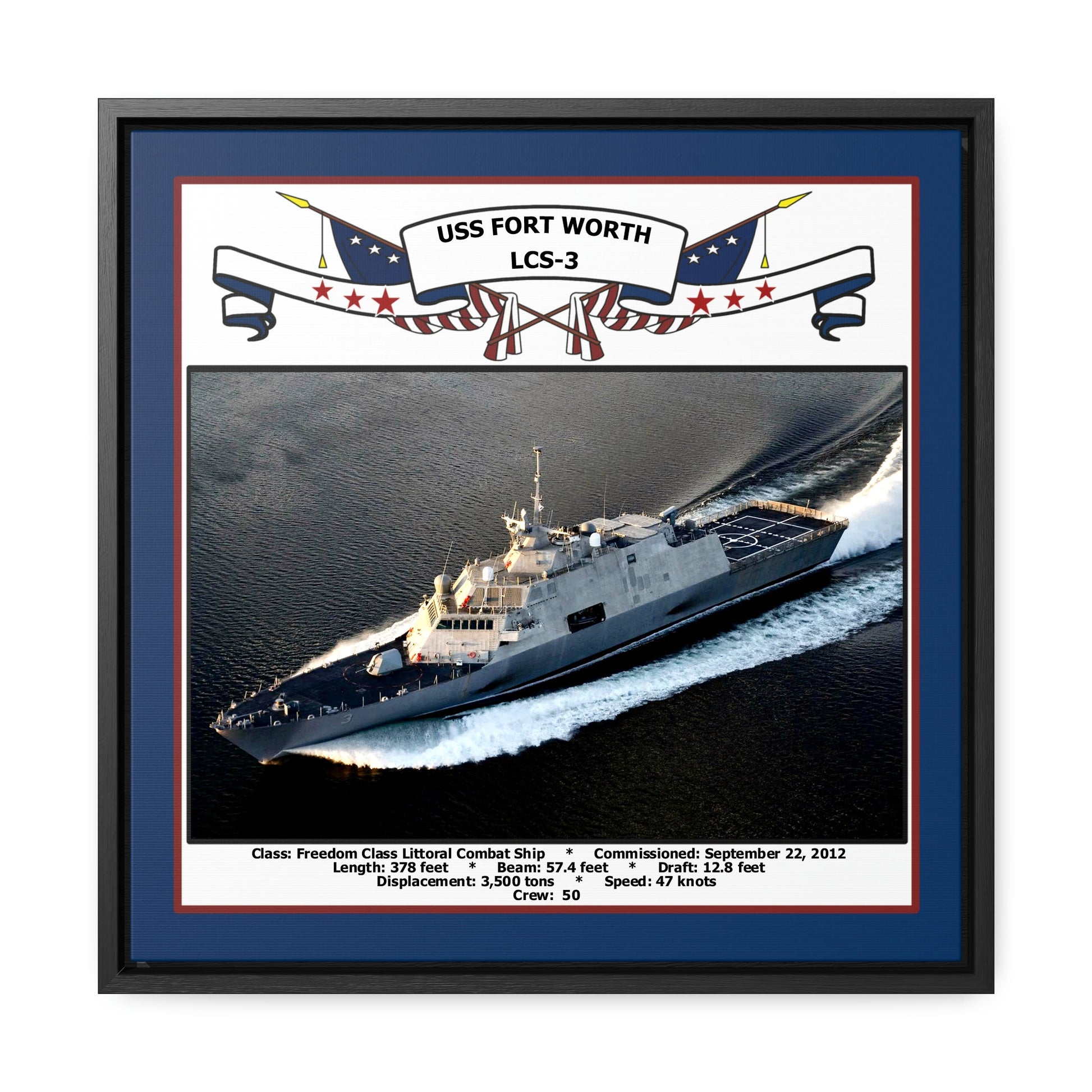 USS Fort Worth LCS-3 Navy Floating Frame Photo Front View