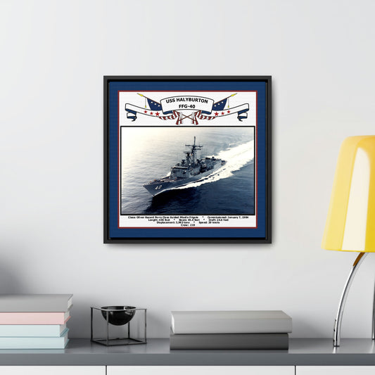USS Halyburton FFG-40 Navy Floating Frame Photo Desk View