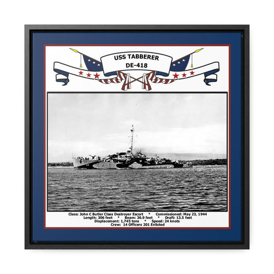 USS Tabberer DE-418 Navy Floating Frame Photo Front View