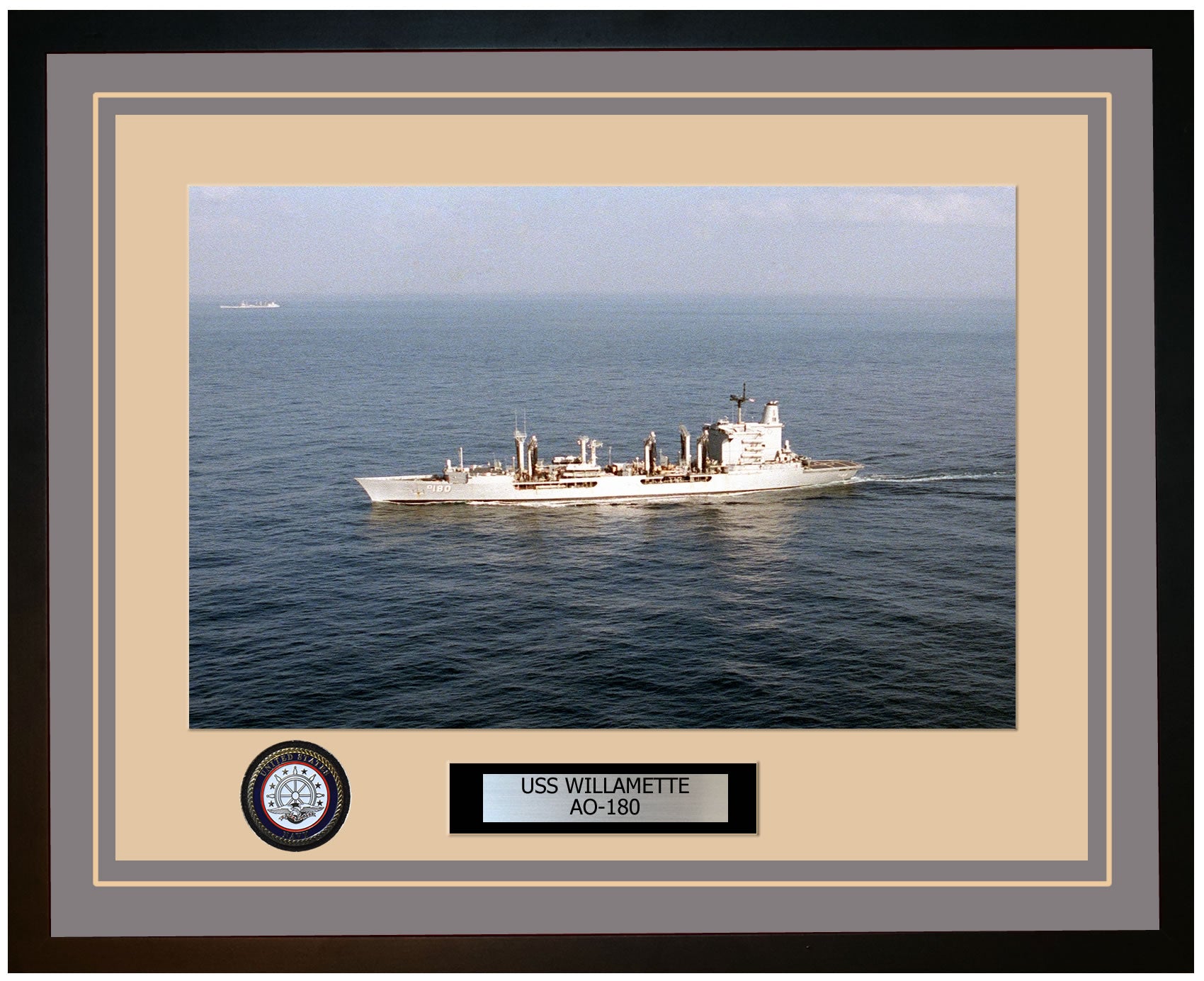 USS WILLAMETTE AO-180 Framed Navy Ship Photo Grey