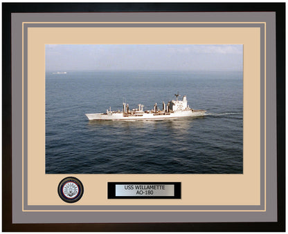 USS WILLAMETTE AO-180 Framed Navy Ship Photo Grey