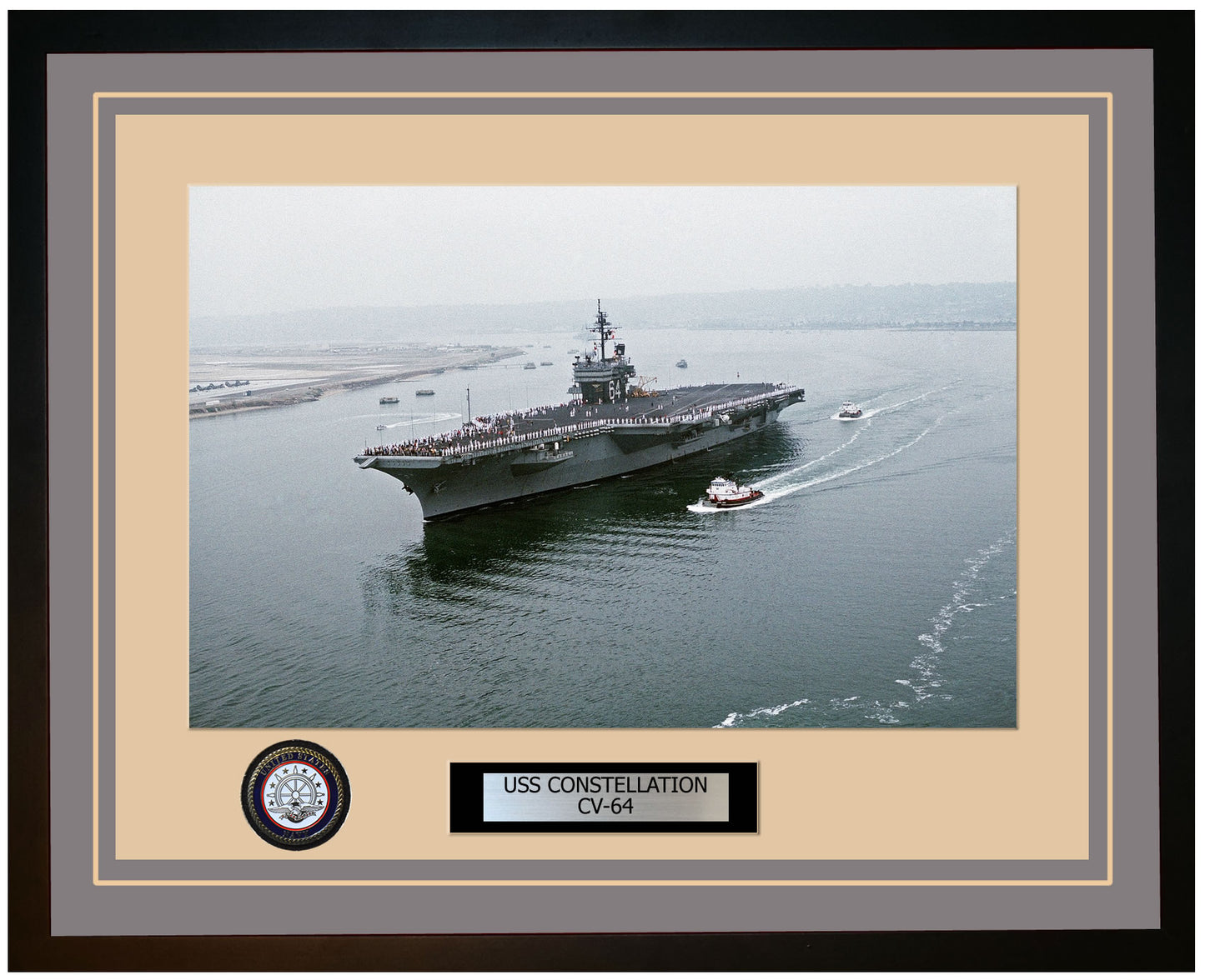 USS CONSTELLATION CV-64 Framed Navy Ship Photo Grey