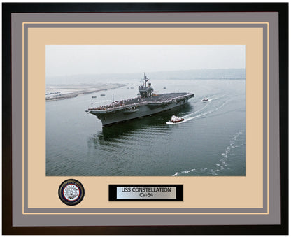 USS CONSTELLATION CV-64 Framed Navy Ship Photo Grey