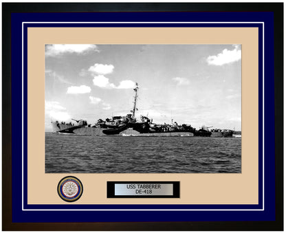 USS Tabberer DE-418 Framed Navy Ship Photo Blue