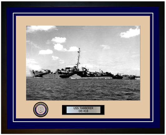 USS Tabberer DE-418 Framed Navy Ship Photo Blue
