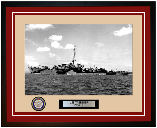 USS Tabberer DE-418 Framed Navy Ship Photo Burgundy