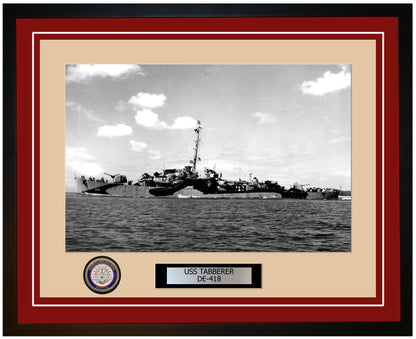 USS Tabberer DE-418 Framed Navy Ship Photo Burgundy