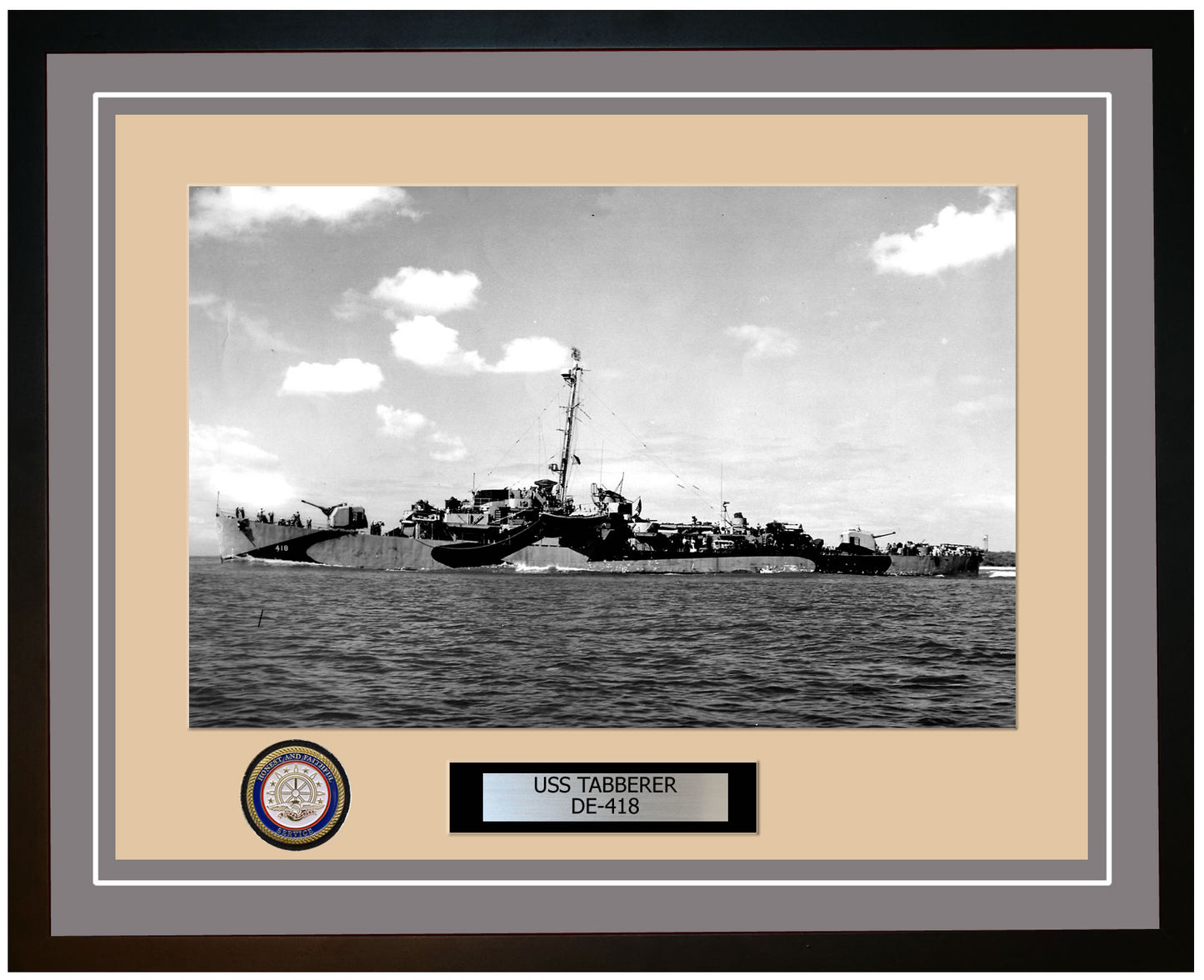 USS Tabberer DE-418 Framed Navy Ship Photo Grey