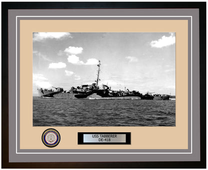 USS Tabberer DE-418 Framed Navy Ship Photo Grey