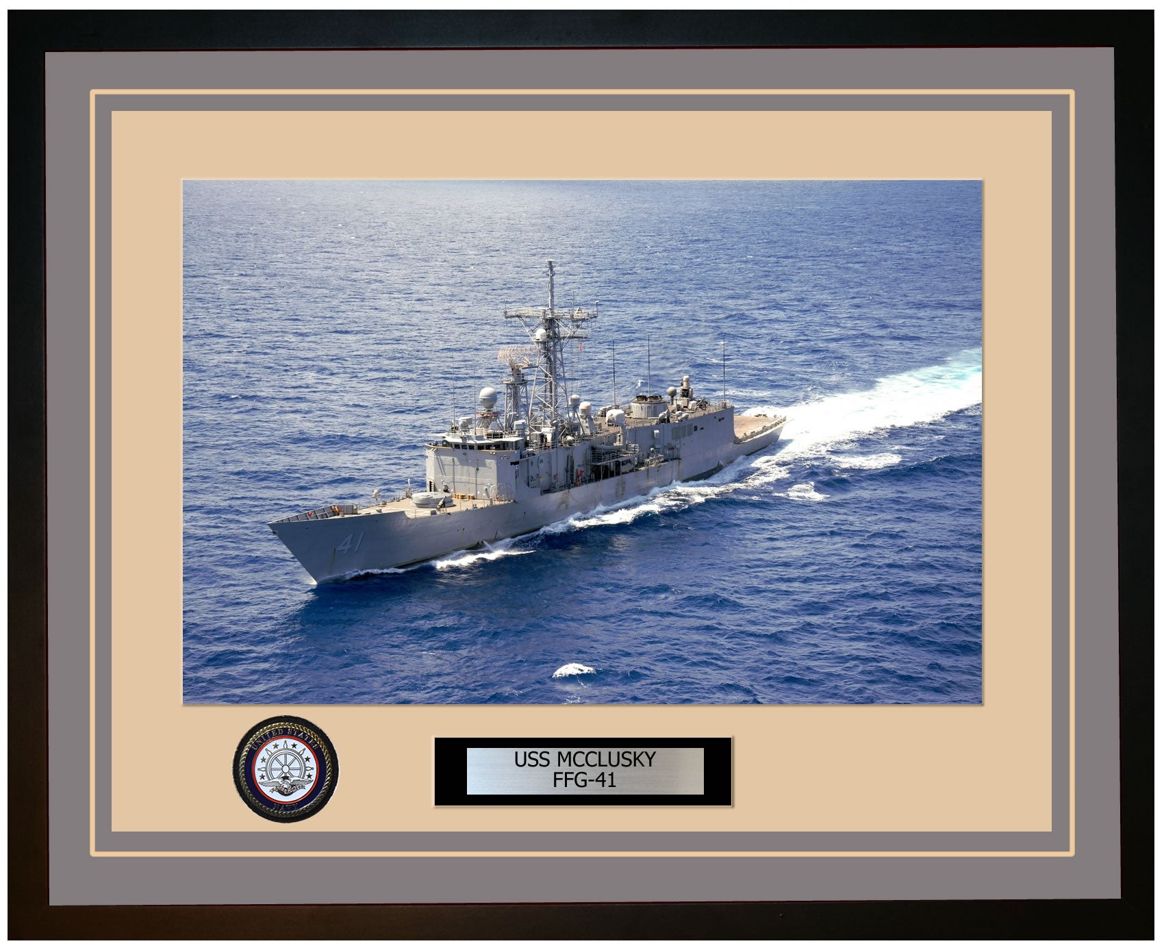USS MCCLUSKY FFG-41 Framed Navy Ship Photo Grey