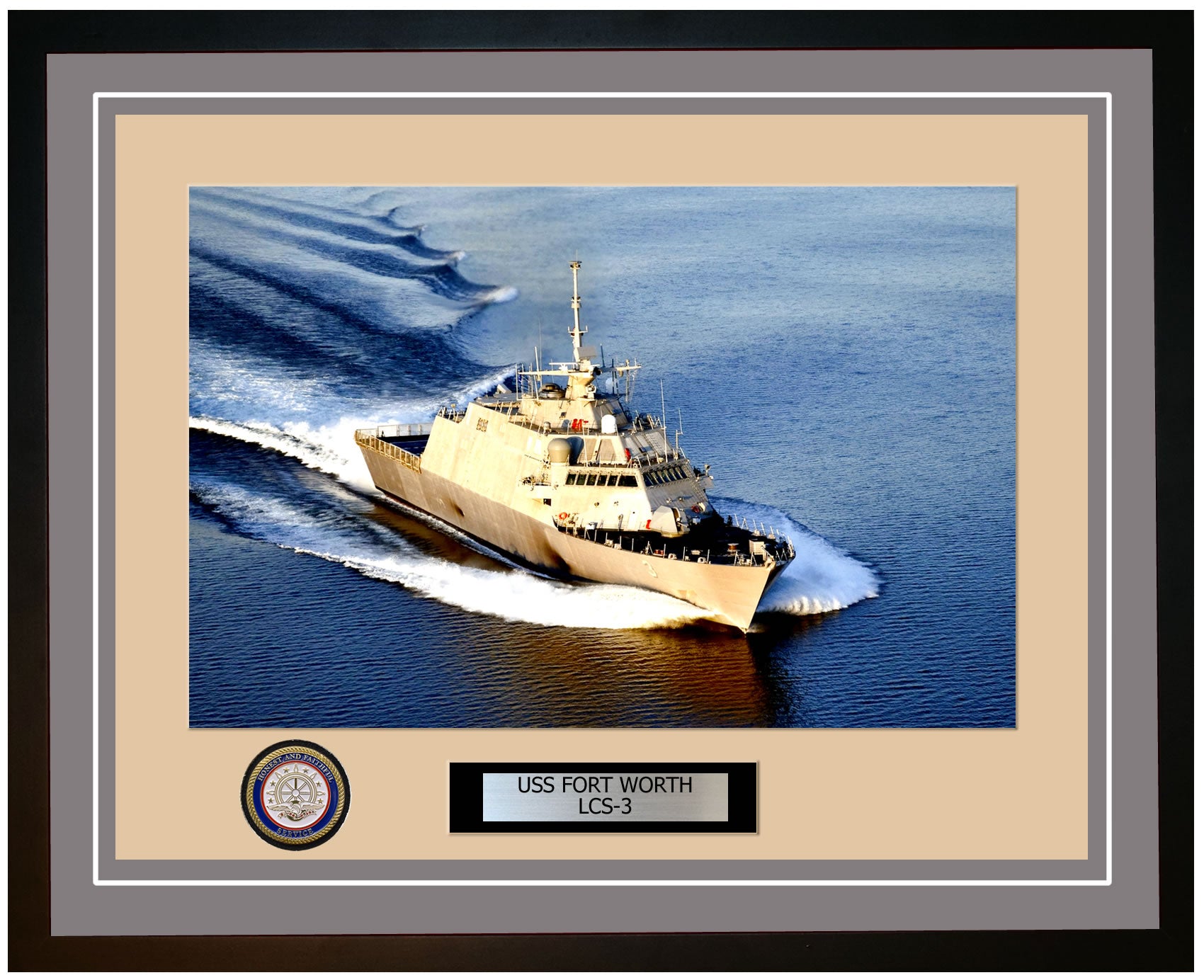 USS Fort Worth LCS-3 Framed Navy Ship Photo Grey